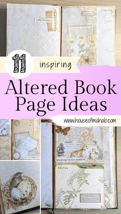 altered book page ideas with text overlay