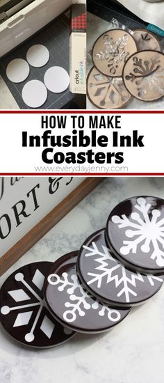 how to make infusible ink coasters with the text, how to make infusible ink coasters