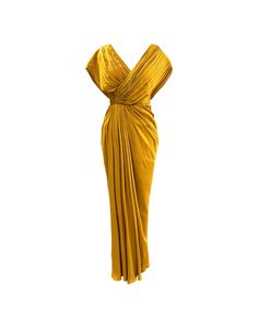 Crafted from luxurious Modal Satin fabric, this gown exudes opulence and comfort, making it a must-have for any special occasion. The soft draping and pleated detailing on the top create a flattering silhouette, while the rich mustard hue adds a touch of sophistication. Elevate your style effortlessly with this exquisite gown, perfect for making a statement at any evening event.Product details: Material - Modal Satin, Voile Fit - Fitted from Waist Up Closure - Back Zipper Product Measurements: (XS Size)Model is wearing size XS Bust - 32 Waist - 26 Neck depth - 10.5 Slit length - 16 Length - 62 Size chart: SIZE 6 8 10 12 14 16 18 20 (XXS) (XS) (S) (M) (L) (XL) (XXL) (XXXL) BUST 30 32 34 36 38 41 44 47 WAIST 24 26 28 30 32 35 38 41 HIPS 34 36 38 40 42 45 48 51 Wash & Care:Please remember to Exquisite Gowns, Golden Glow, Satin Fabric, Mustard, Special Occasion, Satin, Sewing, Fabric, How To Wear