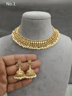 *Light Weight Gold Adjustable necklace set with earrings and tikka. *Studded with crystal stone. Necklace Set With Earrings, Polki Jewellery, Bollywood Style, Jewellery Necklace, Adjustable Necklace, Crystal Stone, Bollywood Fashion, Indian Bridal, Charm Necklaces