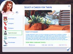 an image of a computer screen with the words select a career for tawny