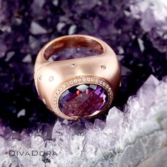 Item #: DR2017R ITEM DETAILS Metal: 18K Solid Rose Gold/Yellow Gold/White Gold Center Stone: 7.40 cts Checkerboard Cut Amethyst Diamonds Total weight: 0.14 cts Avg color: G Avg clarity: VS2 Dimensions: Top 18mm wide Current size: 6.50 (customizable) UNSURE ABOUT YOUR FINGER SIZE? We offer quality finger ring size gauges with free shipping to help you determine the perfect size for you or your loved one. https://www.etsy.com/listing/257217420/ring-finger-size-measuring-guage-in . . . . . . . . . Luxury Rose Gold Amethyst Ring, Luxury Rose Gold Amethyst Ring For Anniversary, Luxury Rose Gold Amethyst Ring As Gift, Fingerprint Necklace, Ring Purple, Ring Halo, Amethyst Gem, Amethyst Ring, Purple Amethyst