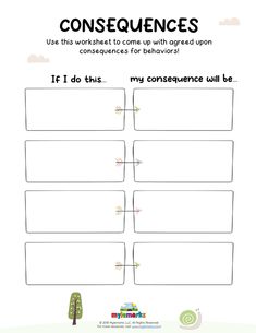 the sentence worksheet for consequents, which includes two lines and three words