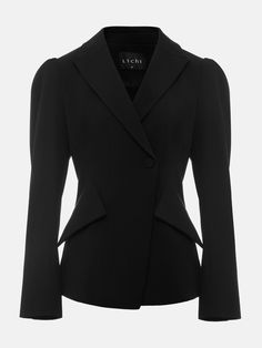 Flared jacket with voluminous sleeves :: LICHI - Online fashion store Elegant Long Sleeve Cropped Jacket With Pockets, Elegant Cropped Jacket With Pockets And Long Sleeves, Office Blazer Dress With Structured Shoulders And Lapel Collar, Fall Workwear Blazer Dress With Structured Shoulders, Office Blazer Dress With Structured Shoulders And Suit Collar, Semi-formal Fall Blazer Dress With Structured Shoulders, Fall Semi-formal Blazer Dress With Structured Shoulders, Modern Outerwear With Structured Shoulders For Business, Modern Business Outerwear With Structured Shoulders