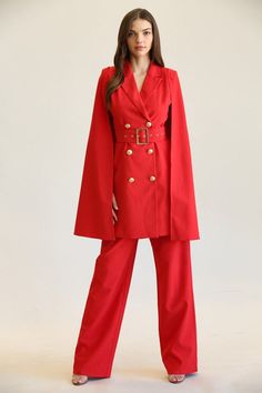 Designer Party Dresses, Red Suit, Cape Sleeves, Romper With Skirt, Pant Set, Blazer Coat, Skirt Pants, Workout Pants, Suits For Women