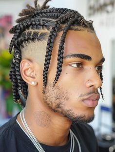 Exploring 30 Creative Braid Ideas for a Black Man Featuring Cornrows Box Styles and More Edgy Hair Men, Cornrows Into Braids, Black Mens Braids Hairstyles, Men’s Box Braids Short Hair, Protective Hairstyles Men, Braids Cornrows Ideas, Male Dreadlock Hairstyles, Men’s Twists, Male Black Hairstyles