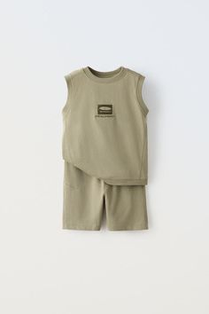 PLUSH EMBROIDERED TANK TOP AND SHORTS MATCHING SET - Light khaki | ZARA United States Shorts Matching Set, Tank Top And Shorts, Embroidered Tank Top, Trench Coat Dress, Embroidered Tank, Waistcoat Dress, Linen Suits, Shorts Co Ord, Tshirt Skirt