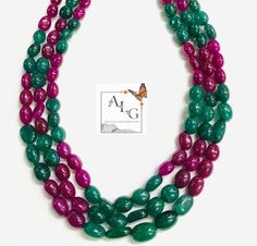 "Shop with confidence at AyeraLooseGemstone: Handmade Gemstone Beaded Jewelry Stone beaded Necklace\" Gemstone : Natural Mica & Ruby Gemstone Color: Pink/Green Gemstone Shape: Oval Gemstone Finish: Smooth Gemstone Size: 8x7 to 8x11mm (Approx) Necklace Length: 12\" Inches Necklace Closure: Adjustable Rope ** Important Notes ** >We deal in good quality stones. >All our stones are 100% Natural. >The quality of stone is best for the price. >We ship everyday of the week form Monday-Saturday. We will Oval Gemstone Beaded Necklaces For Jewelry Making, Oval Gemstone Beads For Jewelry Making, Oval Beaded Gemstones For Gifts, Mica Stone, Stone Beads Necklace, Necklace Closure, Beautiful Beaded Necklaces, Natural Gemstone Necklace, Gemstone Beads Jewelry