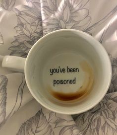 a coffee cup with the words you've been sponsored written on it in black ink