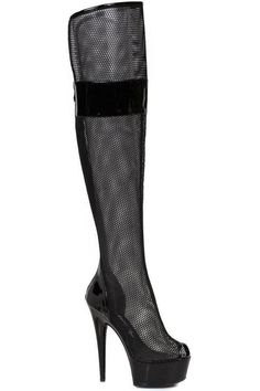 609-IVY Thigh Boot | Black Patent-Ellie Shoes-SEXYSHOES.COM