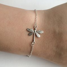 Dragonfly Bracelet in Sterling Silver Dragonfly Bracelet, Dragonfly Jewelry, Dragonfly Charm, Jewelry Silver, Adjustable Bracelet, Shop Policies, Delicate Bracelet, Link Bracelets, Sterling Silver Bracelets