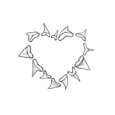 a heart made up of many different objects in the shape of a shark's teeth