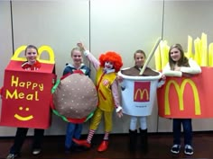 four girls dressed up as mcdonald's characters