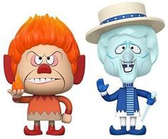 two cartoon figures are standing next to each other, one with an orange hair and the other blue