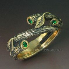 This is a theme of twigs and branches that wrap around your finger. Delicate leaves grow from the branches, and set into the tips of each branch is a 2mm round stone of your choice. Shown here are emeralds, but with no adjustment in price, you can choose from blue sapphire, yellow sapphire, pink Branch Wedding Band, Metal Clay Tutorial, Lovers Jewelry, Branch Ring, Purple Sapphire, Forged Iron, Hand Jewelry, Nature Wedding, Color Dorado