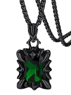 PRICES MAY VARY. ❤Gothic Dragon Necklace: Add a touch of gothic biker style to your look with this cool dragon claw pendant featuring a shining gemstone. Perfect for a manly man. 💙Stainless Steel Necklace: Made of high-grade 316L stainless steel, this gothic necklace is durable and safe to wear. The quality lobster-claw clasp makes it easy to put on. Lightweight and comfortable for everyday wear. 💚Sparkly Gemstone Necklace: Green/red/blue stone size: 15.5*20.5mm. Black onyx size: 10*12mm. Chai Gothic Dragon, Claw Necklace, Gothic Gifts, Black Onyx Necklace, Dragon Necklace, Mens Jewelry Necklace, Gothic Necklace, Onyx Necklace, Skull Necklace