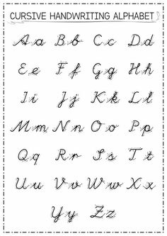 cursive handwriting worksheet with the letters and numbers for each letter in it