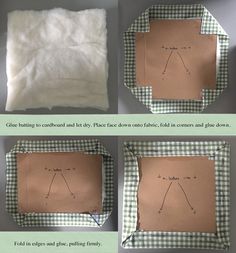 instructions for how to make an origami pillow with fabric and felt backings