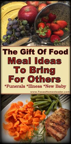 the gift of food meal ideas to bring for others funerals, fineses, new baby