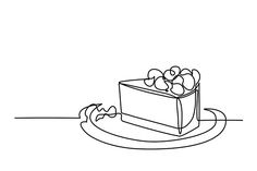 a line drawing of a piece of cake on a plate