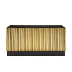 a gold and black box with stripes on it