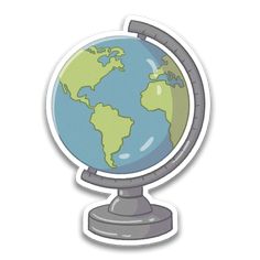 an earth globe sticker on a white background