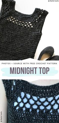 a crochet top with the words midnight top on it