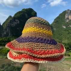 FREE SHIPPING ON ALL ORDERS OVER $50 | 100% SATISFACTION GUARANTEED Click "ADD TO CART" To Get Yours Now | Up To 60% OFF✨ Make heads turn with this exquisite beach bucket hat with a rainbow striped crochet style and multicolor detailing. This Arimonz Woman Sun Straw Handmade Beach Bucket Hat is perfect for keeping the sun out of your eyes while you're out at the beach. It's made of lightweight straw material and features a colorful rainbow stripe pattern. Features: 📌 The Ideal Hat, Excellent Qu Beach Bucket Hat, Straw Bucket Hat, Beach Bucket, Straw Hat Beach, Crochet Bucket, Straw Sun Hat, Brim Hats, Crochet Bucket Hat, Summer Sun Hat