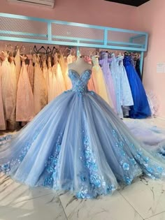 3D Flowers Sweetheart Neckline Tulle Lace Quinceanera Dresses Ball Gow – formalgowns Ball Gowns For Teens, Lace Quinceanera Dresses, Light Blue Quinceanera Dresses, Baby Blue Quinceanera, Xv Dresses, Blue Sweet 16, Quinceñera Dresses, Quinceanera Dresses Blue