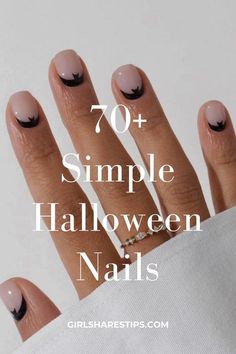 Black French Manicure Halloween, Halloween French Tips Square, Halloween Nails Designs Short, Simple Fall Gel Nails Short, Simple Short Halloween Nail Designs, Low Key Halloween Nails, Fall Nails Ideas Short, Easy Ghost Nails, Professional Halloween Nails