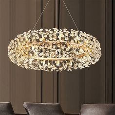 an elegant chandelier hangs from the ceiling