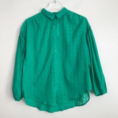 Size: Small Pit To Pit: 23 1/2" Length: 24" Condition: Nwt. New. Oversized Green Blouse With Buttons, Trendy Green Blouse With Buttons, Green Blouse With Placket, Green Summer Blouse With Placket, Green Cotton Blouse With Placket, Green Blouse With Placket For Summer, Green Relaxed Fit Blouse With Button Closure, Green Button-up Shirt For Day Out, Green Buttoned Shirt For Day Out