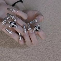 New Reusable High Quality Press On Nails Comes in Size S, M, L -2 sheets * glue sticker -1 * mini nail file -1 * wooden stick Diamond Nail Art, Press On Nails Long, Cute Cross, Nails Set, Y2k Nails, Fake Nails With Glue, Coffin Nails Long, Nail Length, False Nail