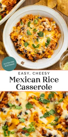 an easy cheesy mexican rice casserole recipe with cheese and green onions