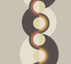 an abstract painting with circles and lines in grey, brown, yellow and white colors