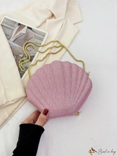 BirdinBag - Chic Shell Pattern Evening Bag - compact and stylish Large Capacity Evening Shoulder Bag As Gift, Large Capacity Shoulder Evening Bag As Gift, Large Capacity Shoulder Evening Bag, Large Capacity Satchel Evening Bag As Gift, Large Capacity Clutch Shoulder Bag As Gift, Chic Handheld Portable Bag, Pink Large Capacity Clutch Shoulder Bag, Pink Large Capacity Evening Shoulder Bag, Large Capacity Pink Shoulder Bag For Evening