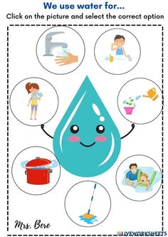 a poster with water and other things to do in the house that is for kids