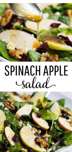 spinach apple salad with apples and walnuts