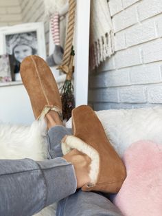 - Stylish Women's Slippers Handcrafted Luxury by Follkee - Great idea for a Gift. Sheepskin provides a unique sense of comfort & warmth. The more it's worn, the more comfortable it becomes. A natural fibre, sheepskin can be worn in summer as well as in winter, it'll keep your feet cool in temperatures as high as 80oF and warm in temperatures as low as 0oF Key features: Comfy, Soft, Cool, Stylish, Trendy, Lightweight & Warm, bottom with rubber grippers for extra stability. Our Company Fol Pink Socks, Wool Cushion, Wool Slippers, Warm Socks, Sheepskin Rug, House Shoes, Slipper Boots, Womens Slippers, Sheep