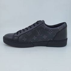 These Louis Vuitton Match-Up Sneakers are composed of black monogram canvas and leather and feature circled LV logos on the soles. Made in: Italy Size: 5.5 LV / 6.5 US / 40 EU Condition: NEW with box. Louis Vuitton Men Shoes, Louis Vuitton Men, Shoe Box, Monogram Canvas, Types Of Shoes, Men's Shoes, In Italy, Louis Vuitton, Monogram