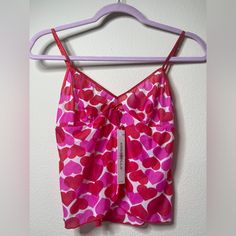 From Neiman Marcus. Also Have It In Size S And L And In Green. Armpit To Armpit Is 13”. Size L Is A Little Bit Over 13 “. They Are Stretch Silky But They Are On The Smaller Side. Fitted Sleeveless Top With Heart Print, Fitted Heart Print Top For Valentine's Day, Fitted Summer Camisole In Coquette Style, Chic Fitted Camisole Sleepwear, Pink Heart Print Sleeveless Tops, Red Fitted Camisole Sleepwear, Fitted Pink Camisole For Vacation, Fitted V-neck Coquette Tops, Pink Fitted Tops For Valentine's Day