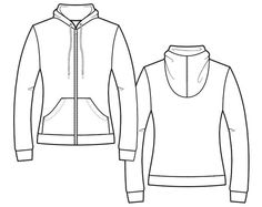 the front and back views of a women's hoodie jacket