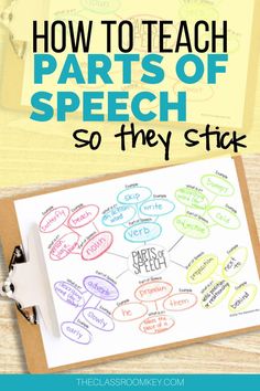 a piece of paper with the words how to teach parts of speech so they stick on it