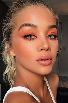 Easy Pretty Makeup, Makeup Ideas For Summer, Effortless Pretty, Pretty Makeup Ideas, Trucco Glam, Mat Makeup, Orange Eye Makeup, Mekap Mata, Orange Makeup