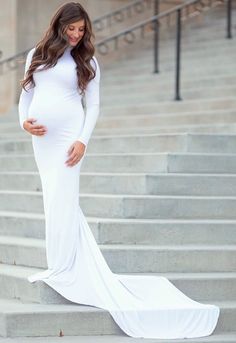 Turtleneck Wedding Dress, Pregnancy Gown, Maternity Wedding Dress, Baby Shower Gown, Winter Maternity Photos, Maternity Wedding, Pregnant Wedding, Pregnant Wedding Dress, Maternity Gown