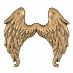 two gold angel wings on a white background