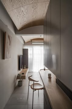 the kitchen is clean and ready to be used as a dining room or living area