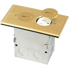 a metal box with two round holes on the top and one hole in the middle