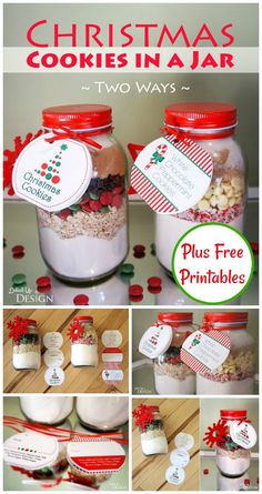 christmas cookies in a jar with free printables