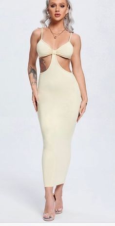 Cream Long Dress, Gemini Dress, Cross Neck, Cut Out Dress, Out Dress, Cream Dress, Boutique Clothing, Fashion Nova, Long Dress